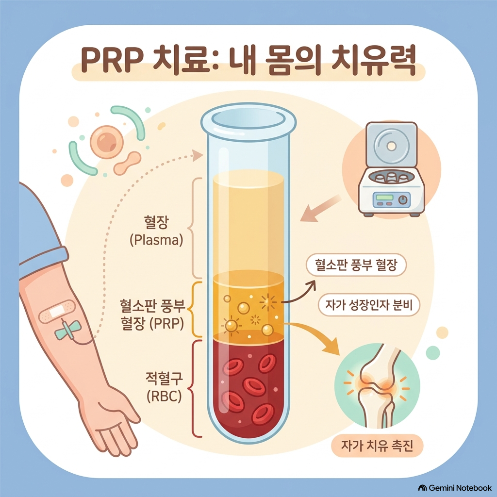 [그림 1] 자가혈소판 풍부혈장(PRP) 조직 치유 메커니즘